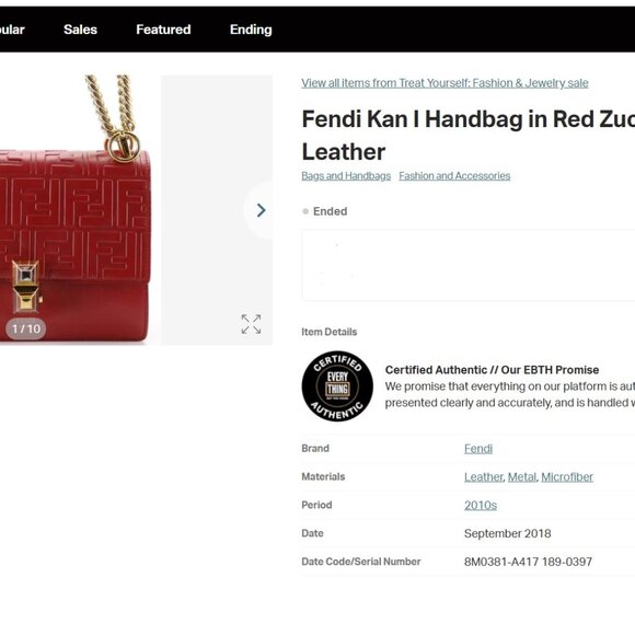 Fendi Kan I Leather Handbag Certified Authentic - Picture 10 of 10